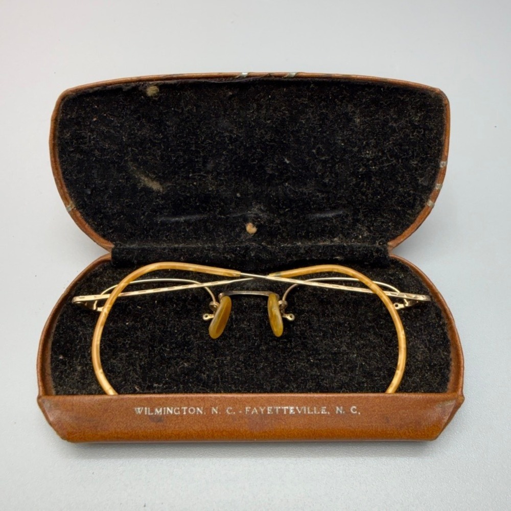 Vintage Gold Filled Wire Eyeglass Frames with Case Shuron 1/10 12K No Lenses‎